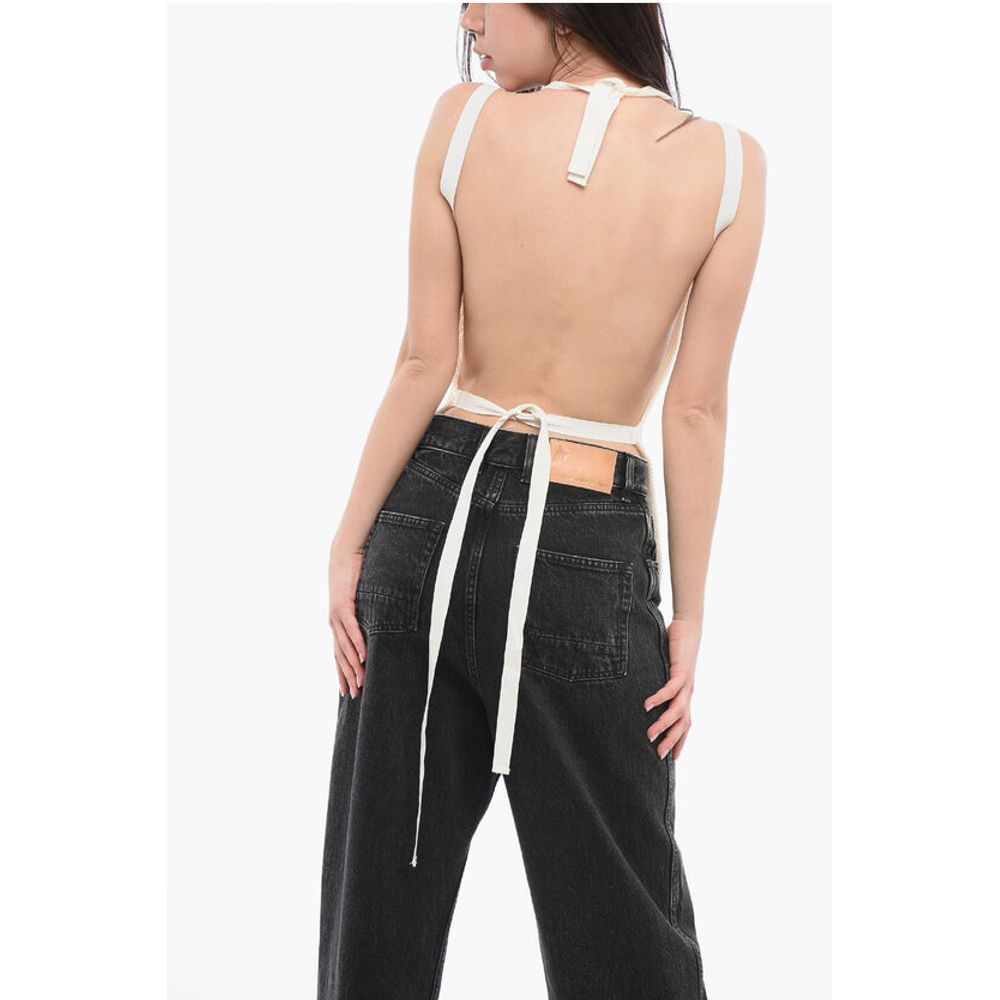 Maison Margiela Mm6 Bare Back Knitted Top With Fringed Hem