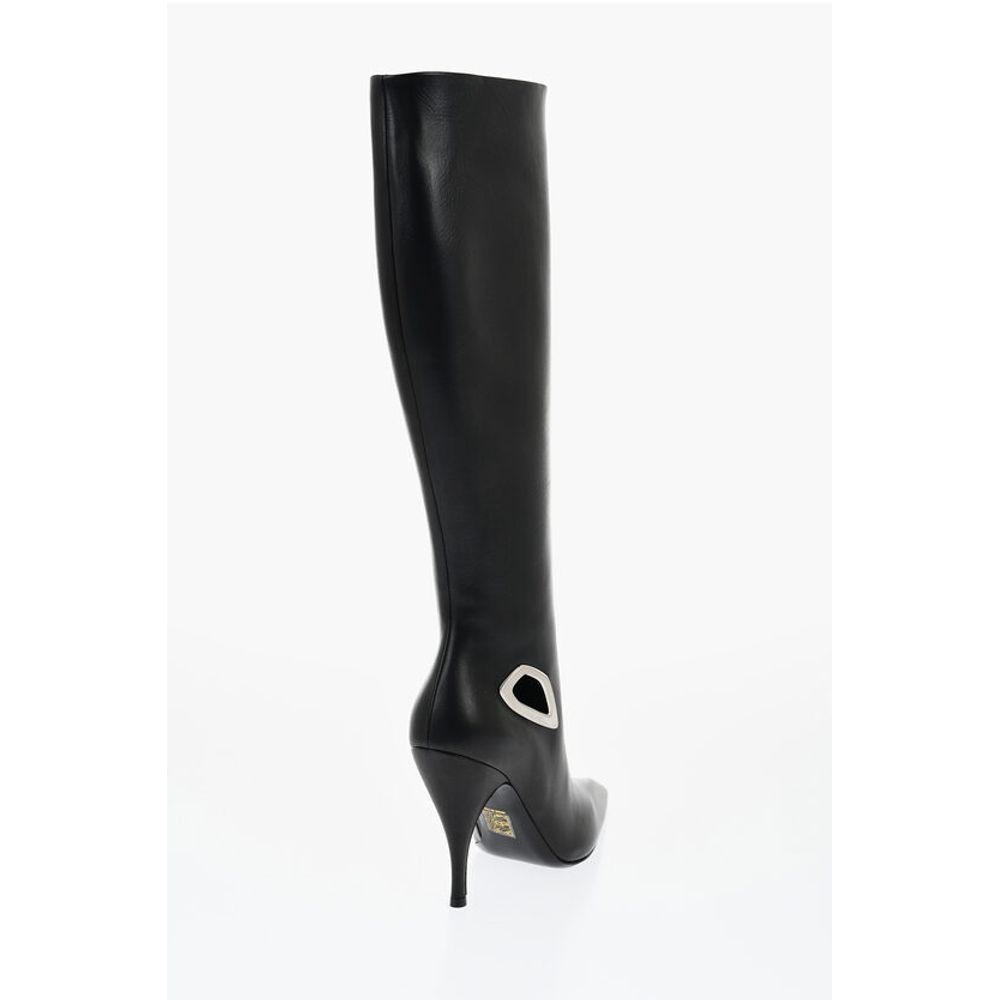 Off-White Leather High Boots With Cut Out Details Heel 11 Cm