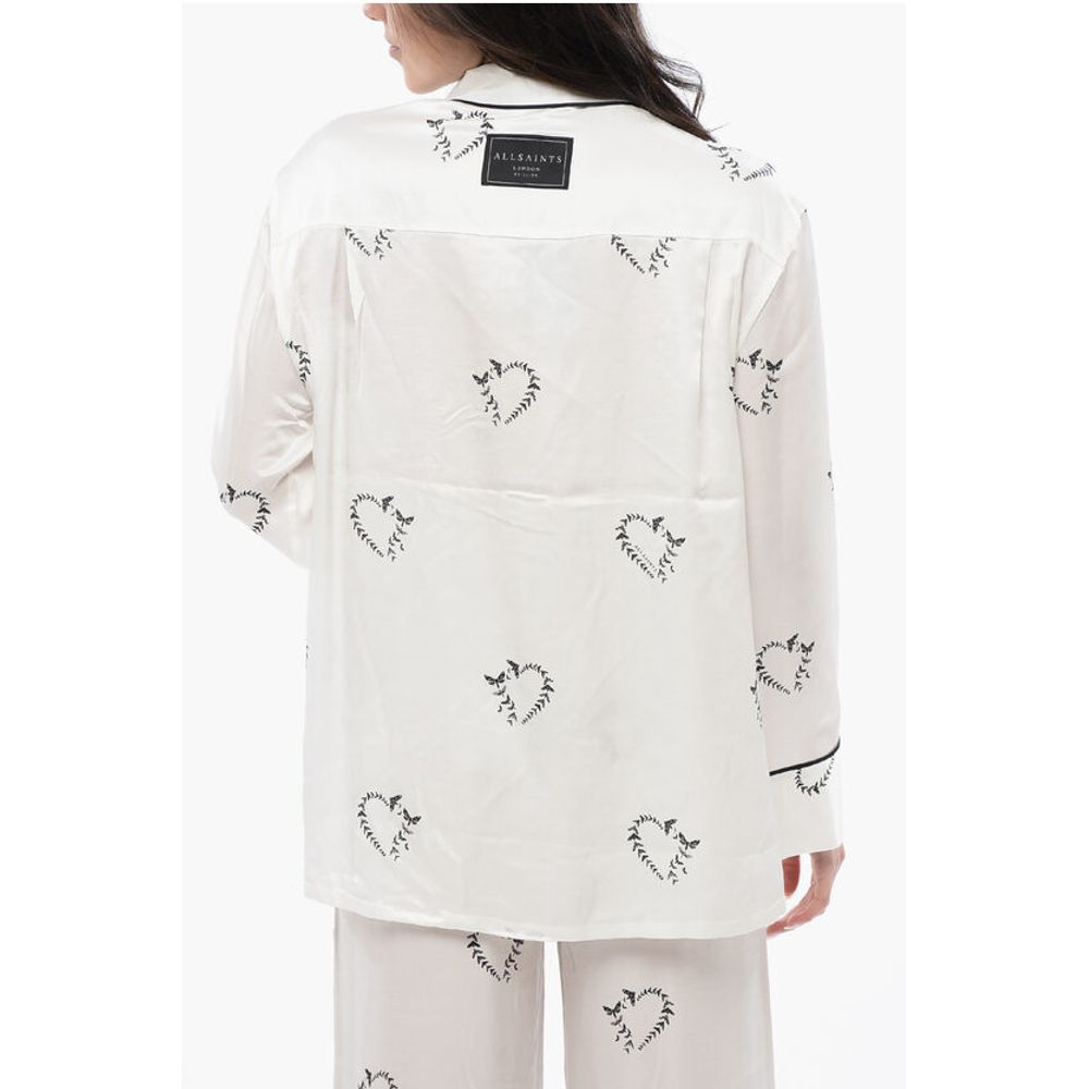 Allsaints Satin Printed Sofi Blouse With Hidden Closure