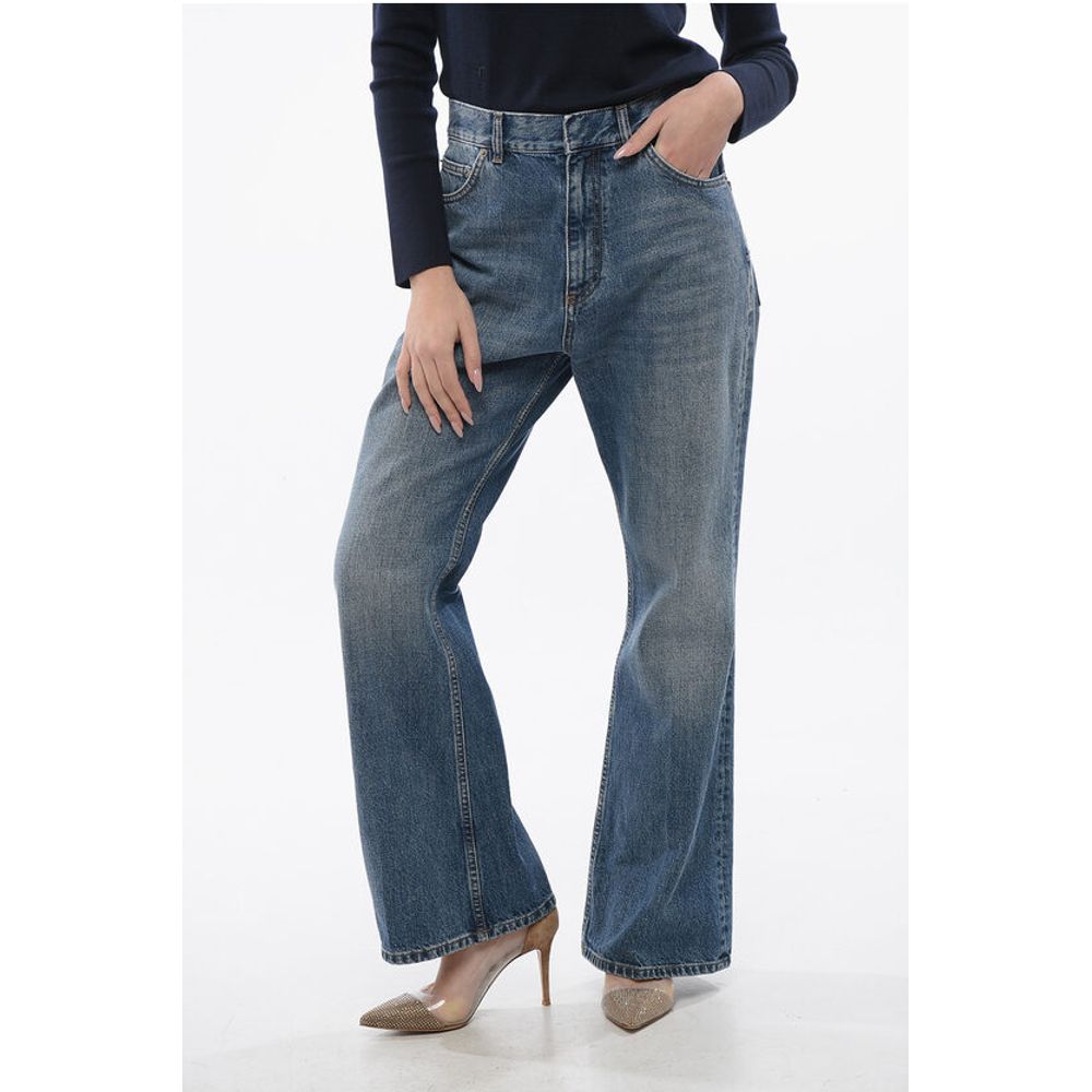 Balmain Cropped Fit Bootcut Denims With Delavè Design