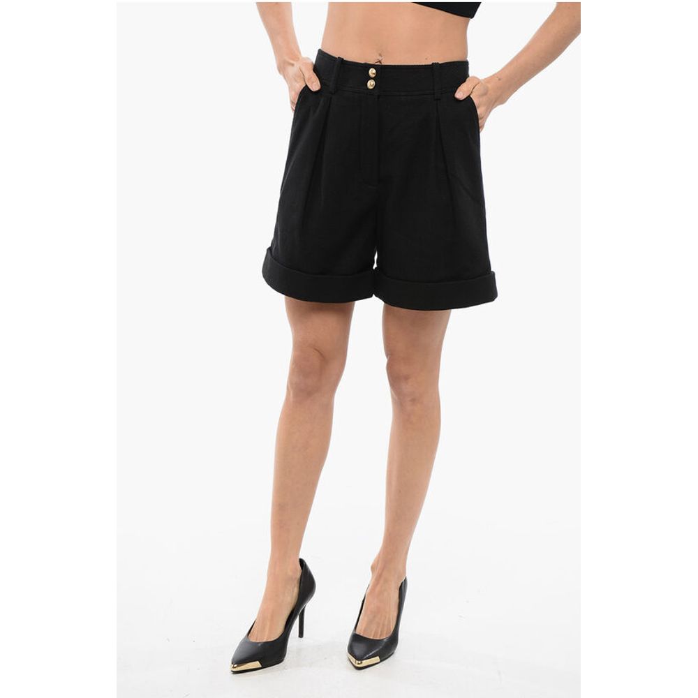 Balmain Cotton Single Pleated Tweed Shorts