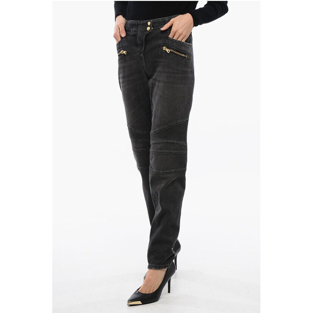 Balmain Biker Denims With Zipped Detailing