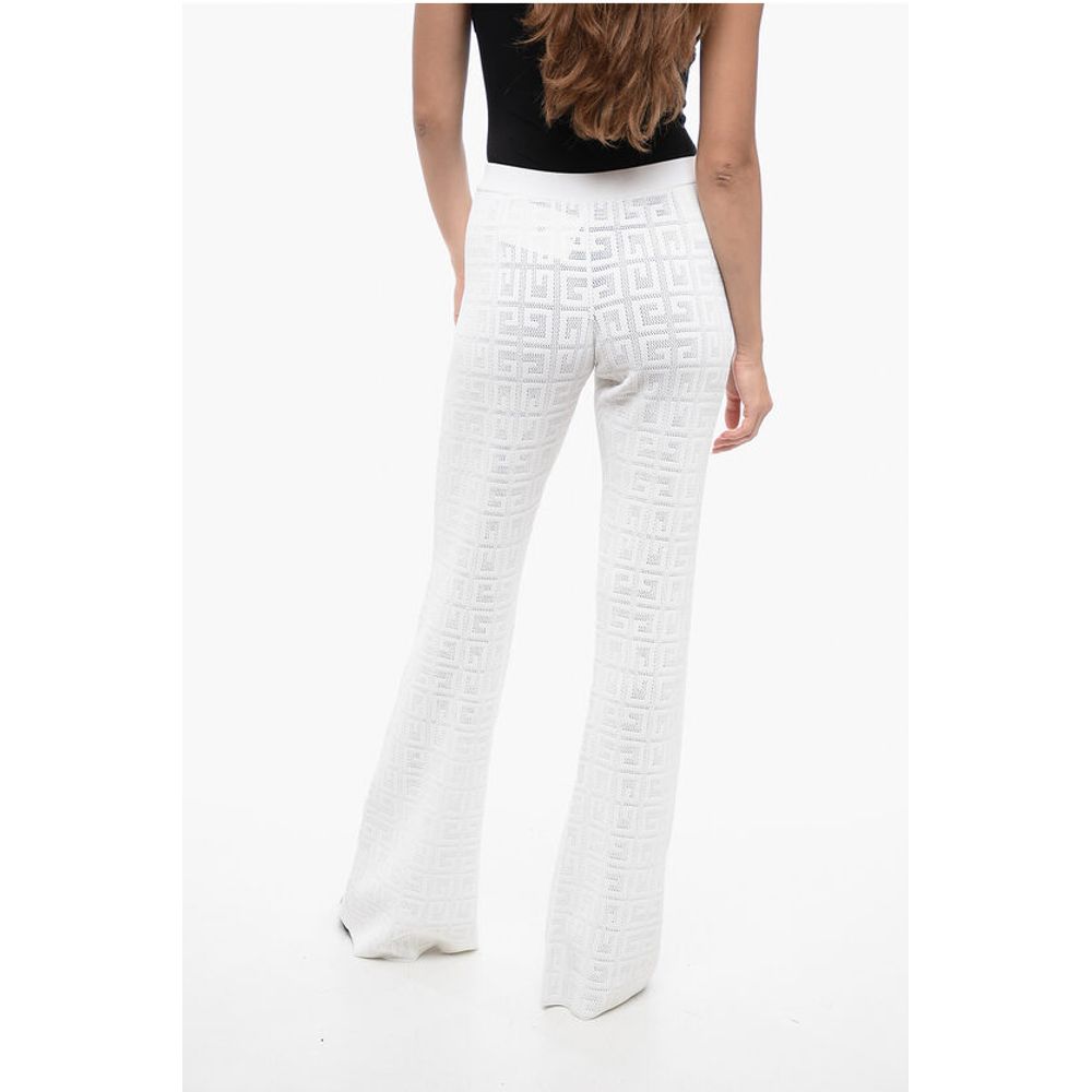 Givenchy Perforated Viscose Blend Flared Fit Pant With Monogram Moti