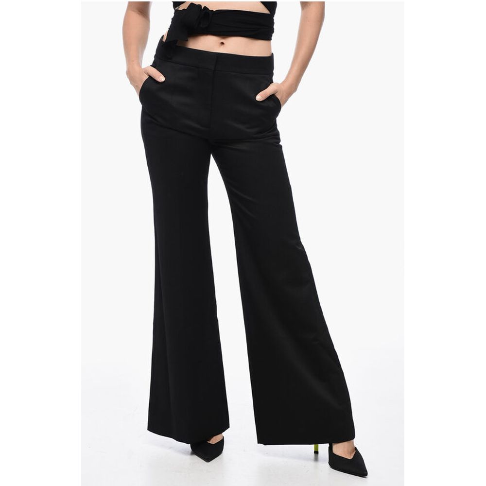 Givenchy Mohair Blend Wide Leg Pant With Concealed Closure