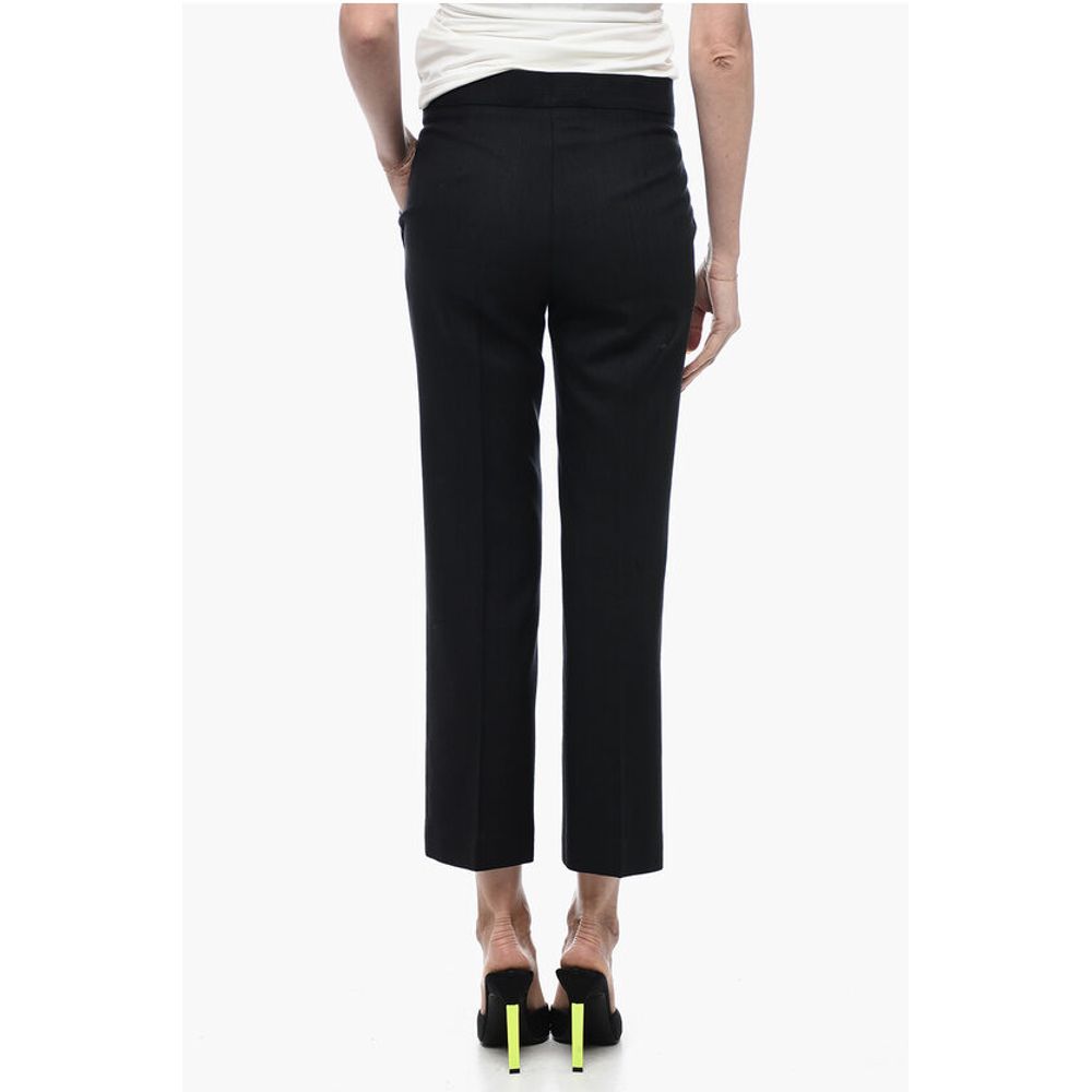Stella Mccartney Wool Blend Cropped Fit Pant With Hidden Closure