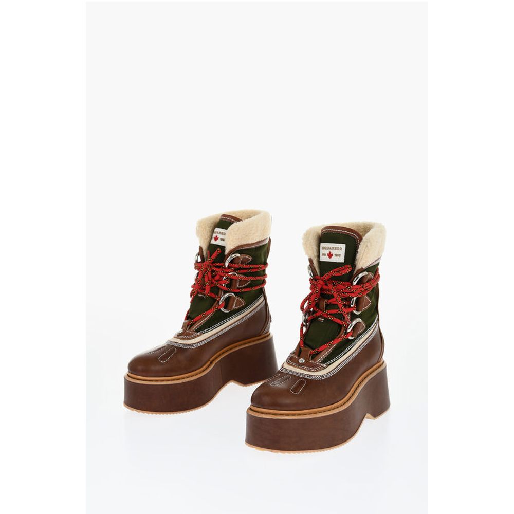Dsquared² Wood Effect Sole Canada Hiking Platform Boots