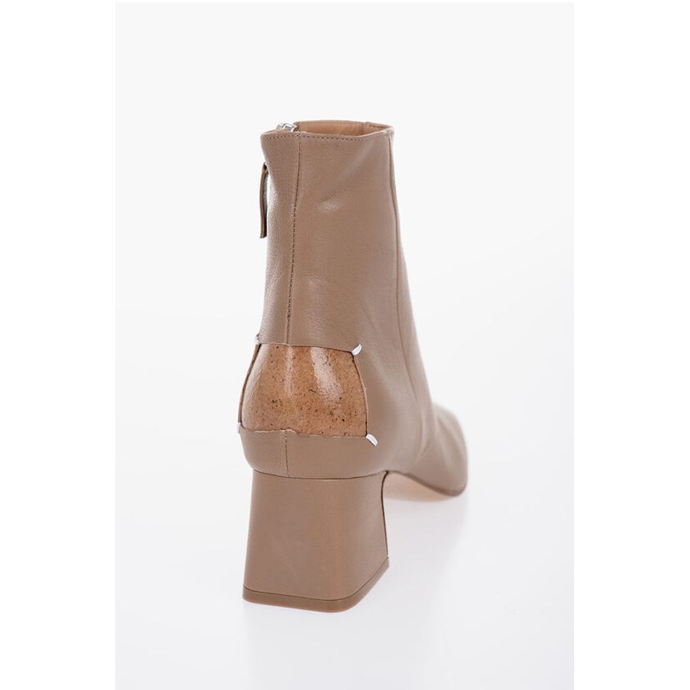 Maison Margiela Leather Boots With Cut Out Detail Heel 6 Cm