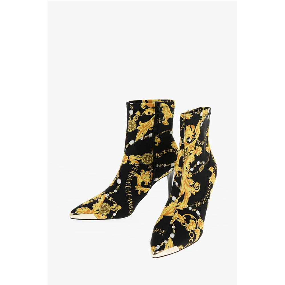 Versace Jeans Couture Baroque Printed Point Toe Scarlett Sock Boots