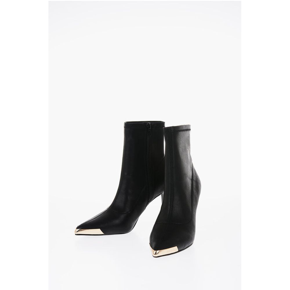 Versace Leather Jeans Couture Faux Point Toe Boots 8Cm