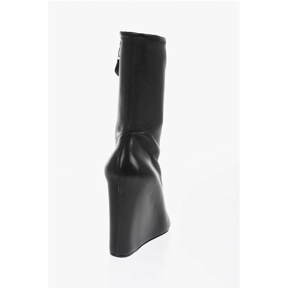 Amina Muaddi Leather Wedge Heeled Danielle Boots 10Cm
