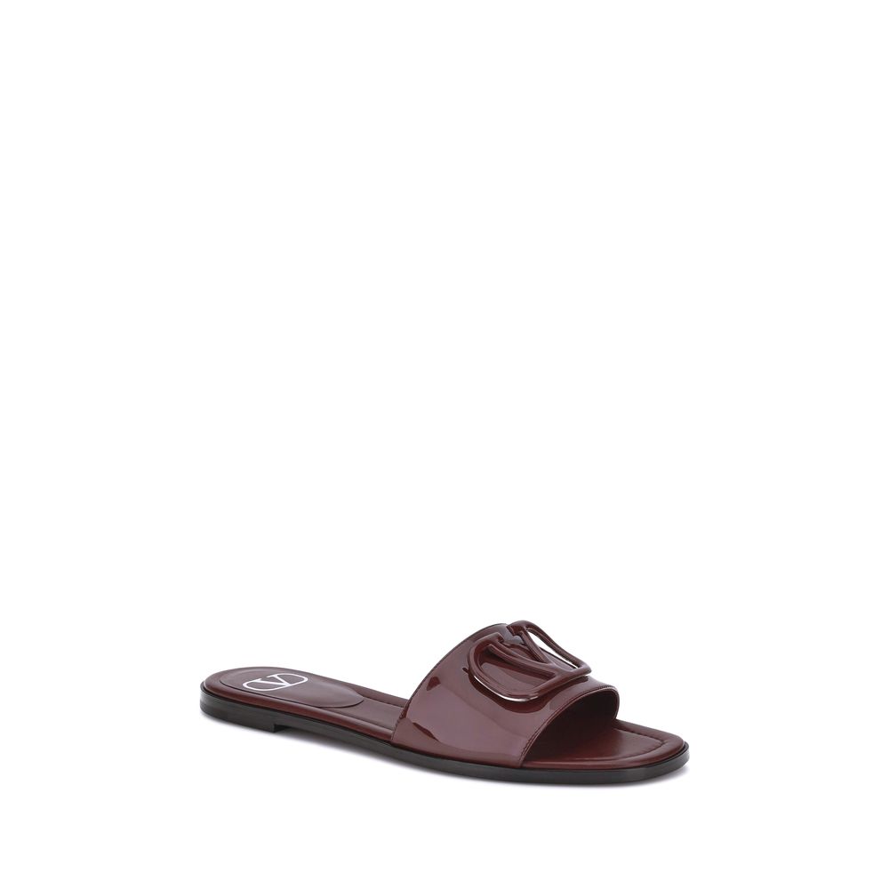 Valentino Garavani Patent Leathe Vlogo Slide Sandals