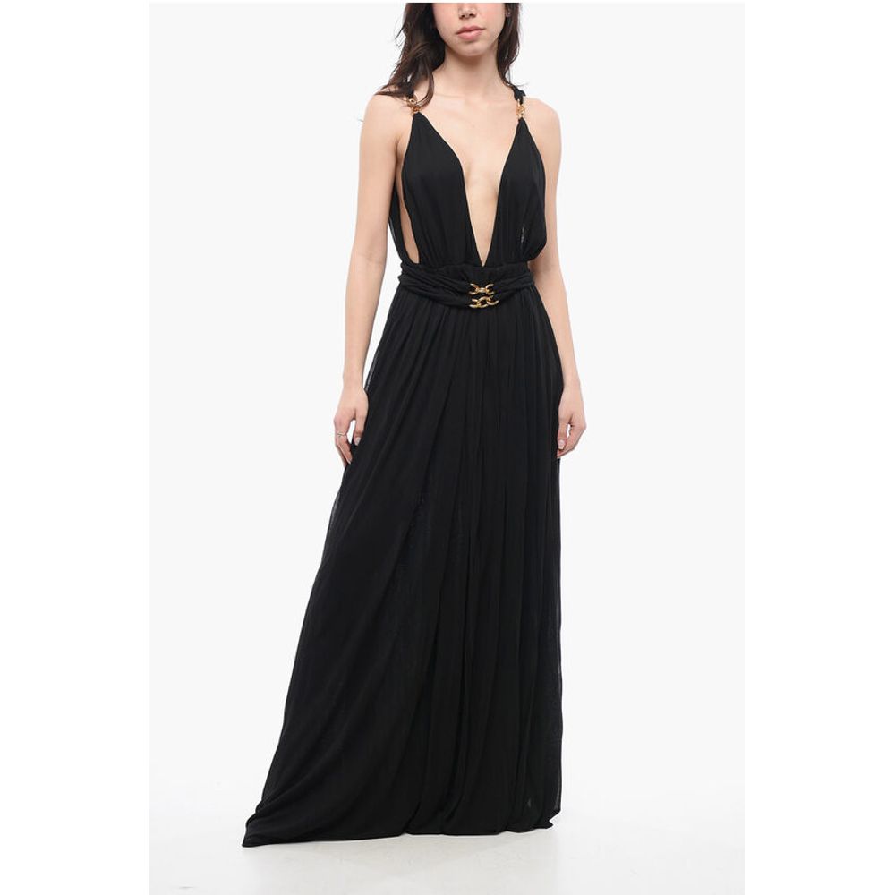 Saint Laurent Pleated Dress With Chain Detail