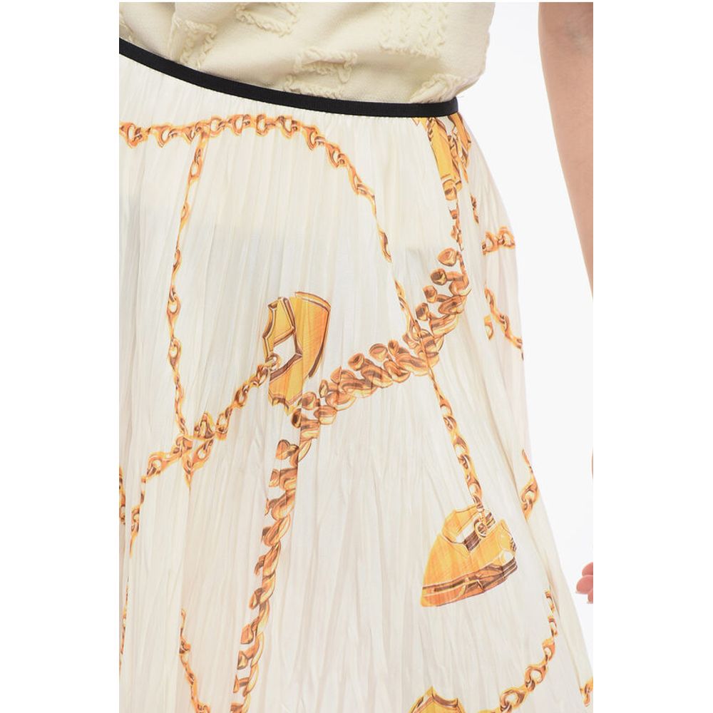 Burberry Asymmetric Pleated Skirt With Golden Motif