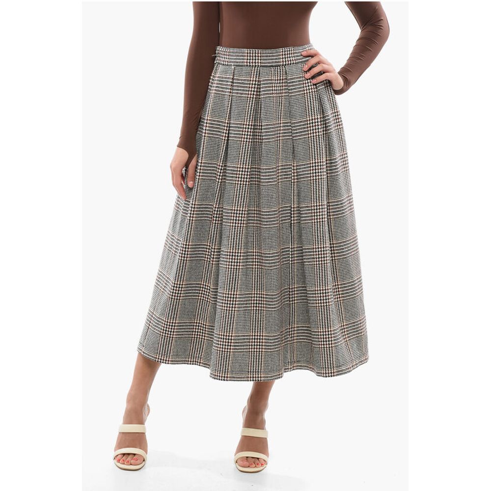 Department 5 Houndstooth Motif Lamp Pleated Skirt