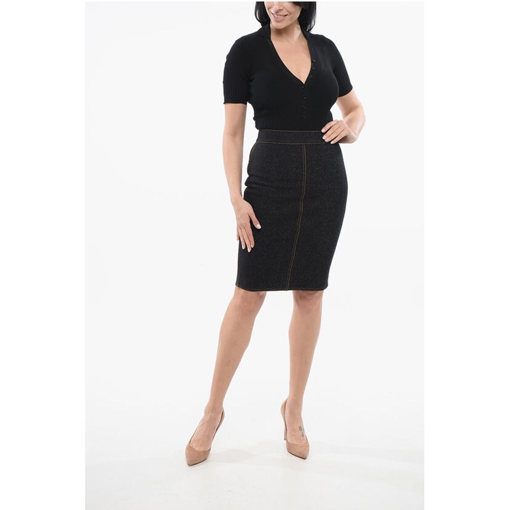 Alaïa Denim Pencil Skirt With Dark Wash