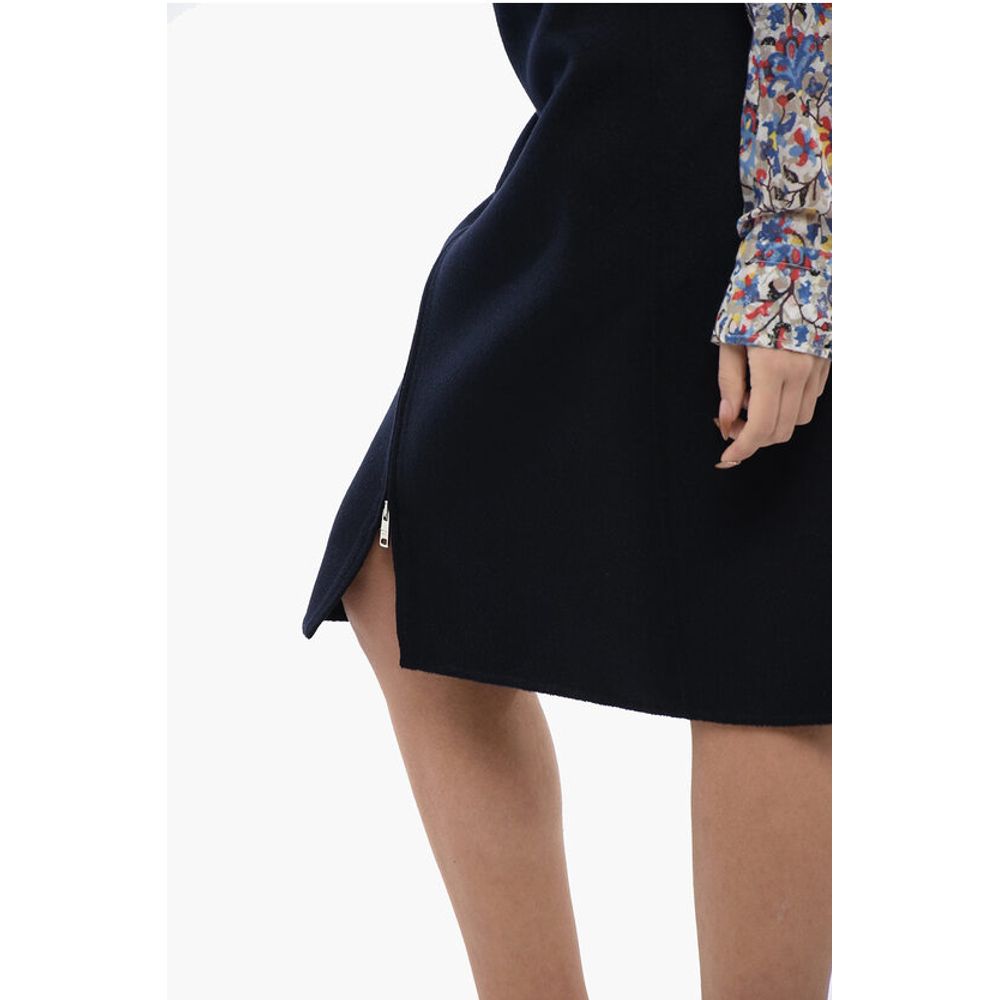 Prada Leather Angora Blend Longuette With Belt