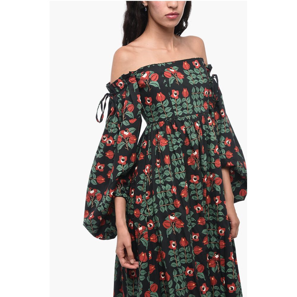 Agua By Agua Bendita Pleated Alheli Dress With Floral Pattern
