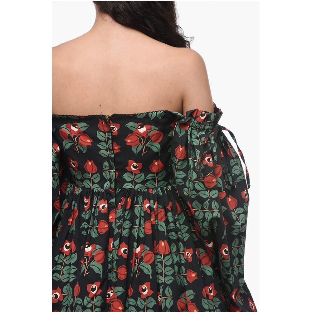 Agua By Agua Bendita Pleated Alheli Dress With Floral Pattern