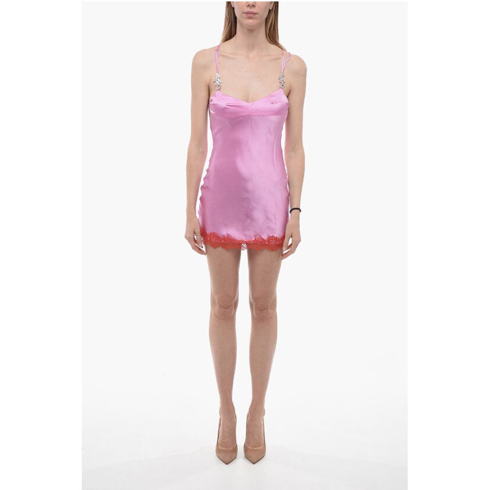 Adriana Hot Couture Silk Slip Dress With Laces Details