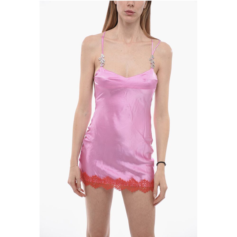 Adriana Hot Couture Silk Slip Dress With Laces Details