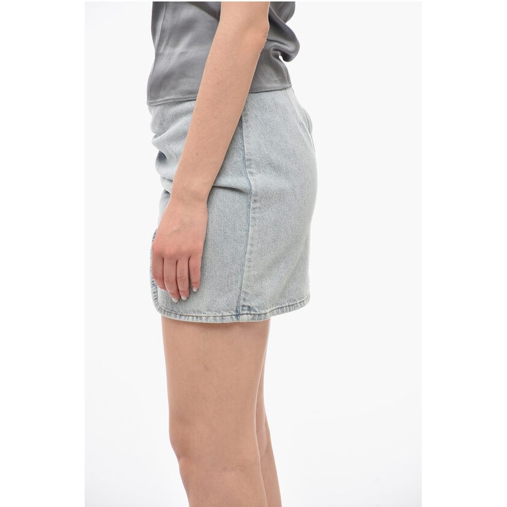 The Mannei Denim Miniskirt With Ruched Detail
