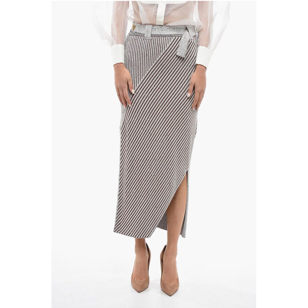 Aeron Belted Stretchy Sand Maxi Skirt