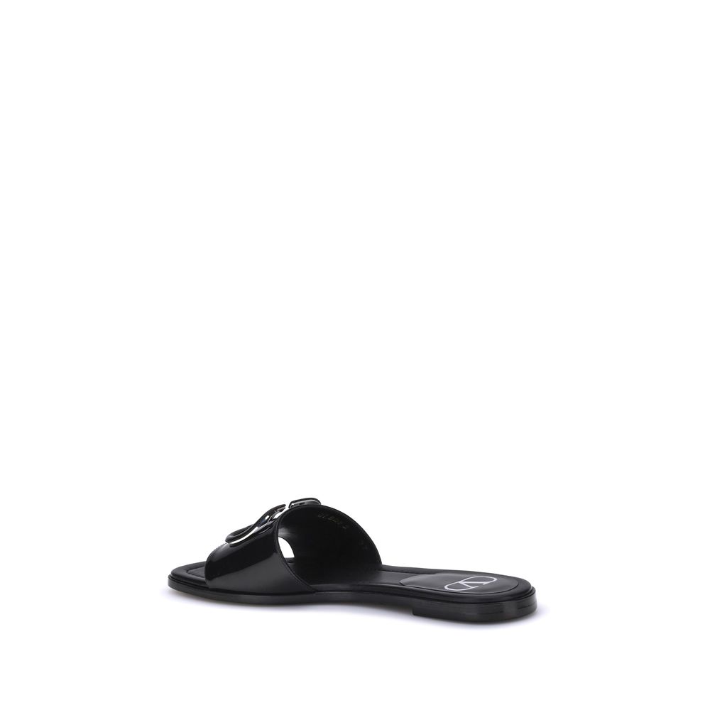 Valentino Garavani Patent Leathe Vlogo Slide Sandals