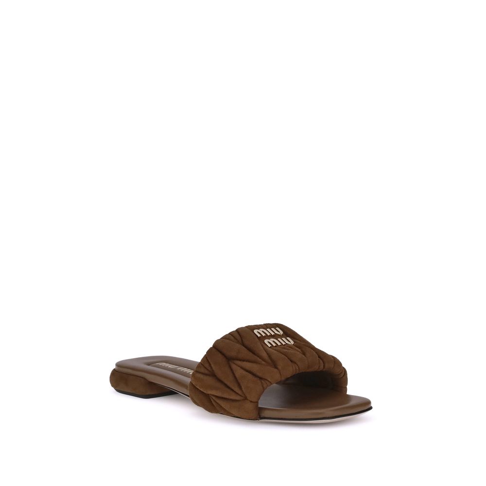 Miu Miu Leather Matelassé Nappa Sandals