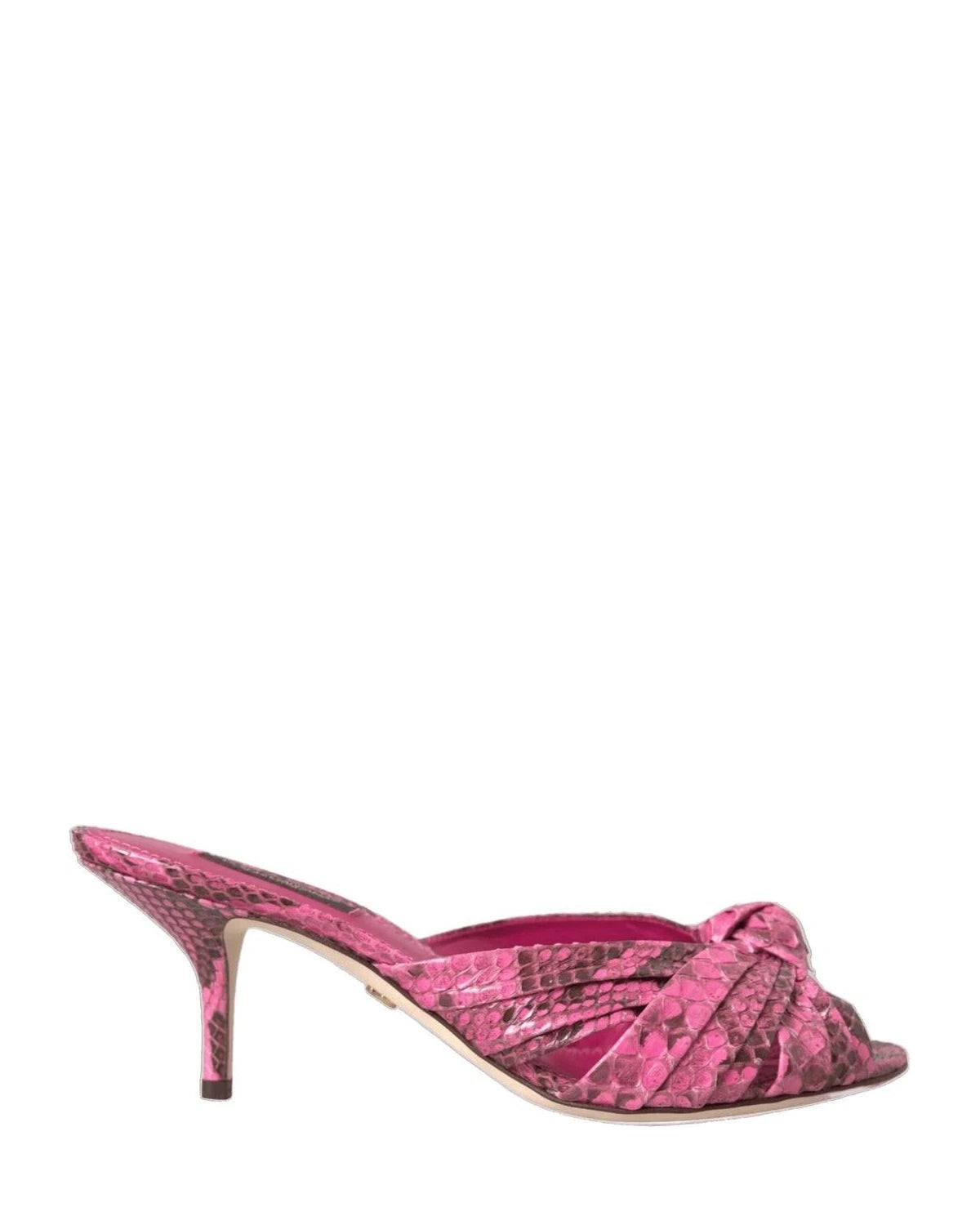 Dolce & Gabbana Pink Exotic Leather Kitten Heels Slides Shoes Heels