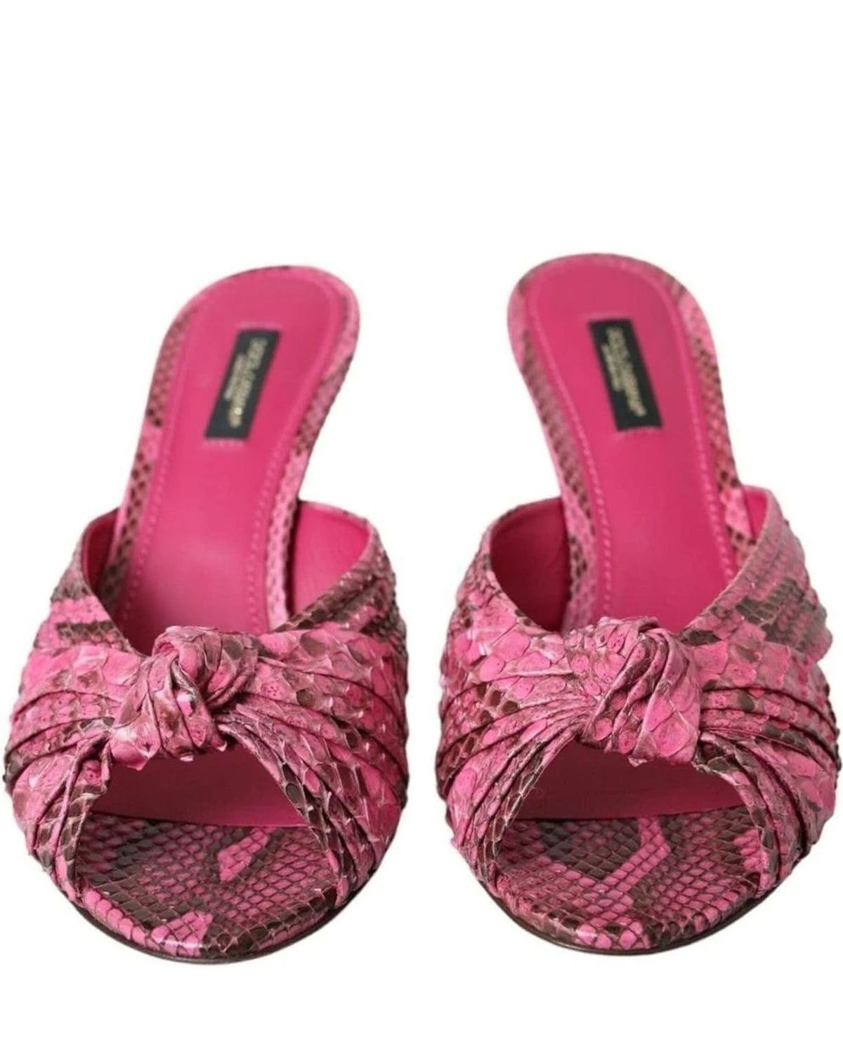 Dolce & Gabbana Pink Exotic Leather Kitten Heels Slides Shoes Heels