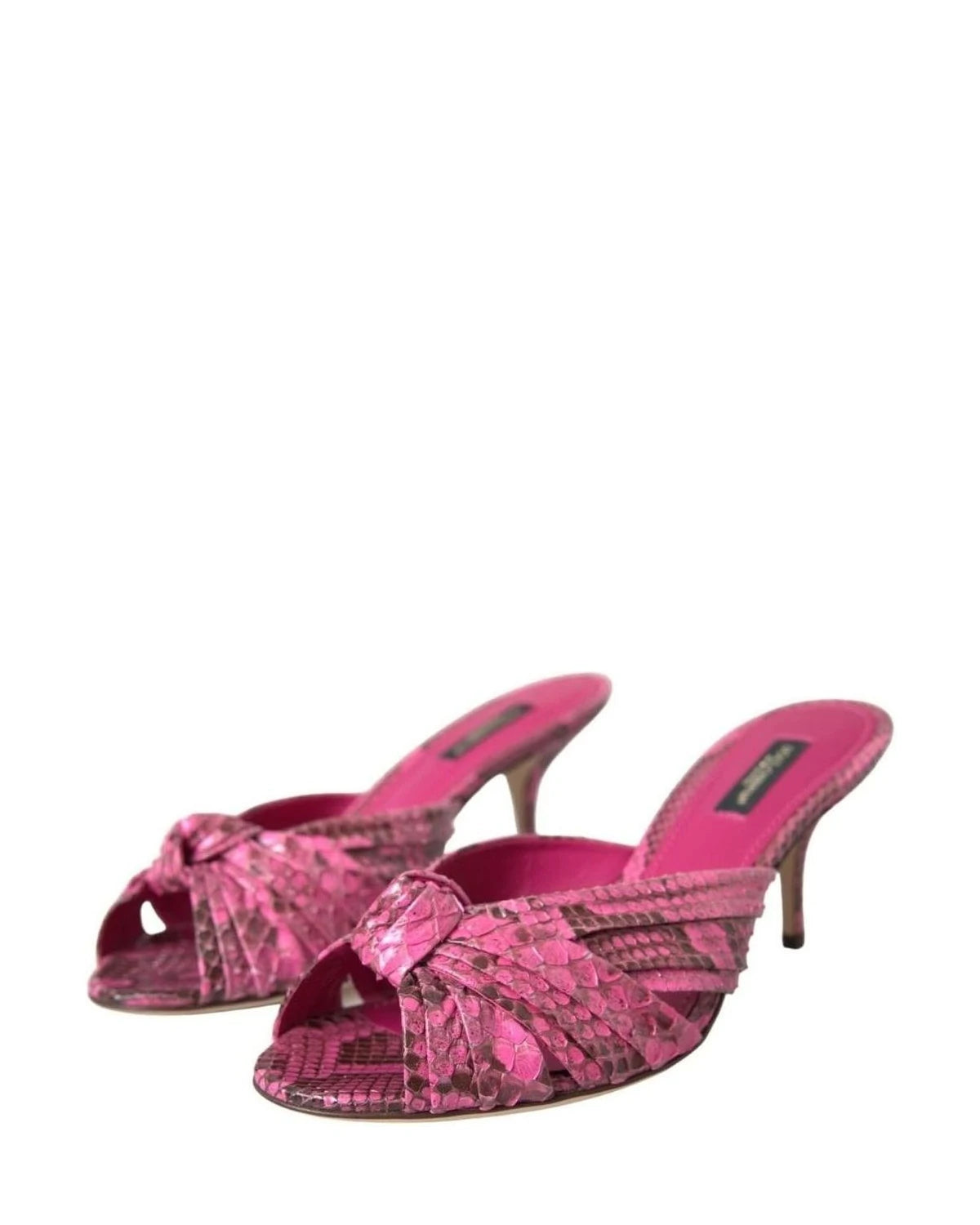 Dolce & Gabbana Pink Exotic Leather Kitten Heels Slides Shoes Heels