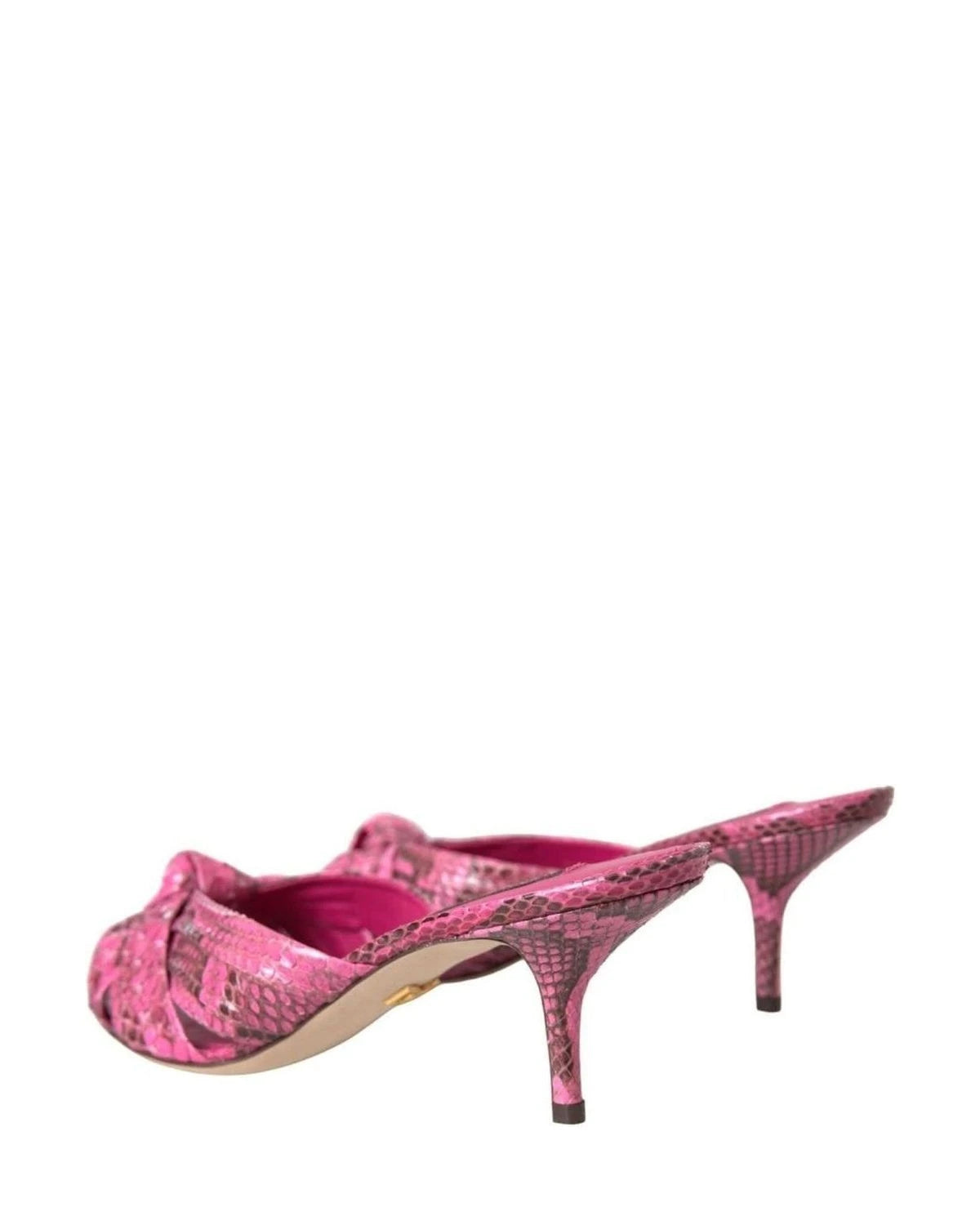 Dolce & Gabbana Pink Exotic Leather Kitten Heels Slides Shoes Heels