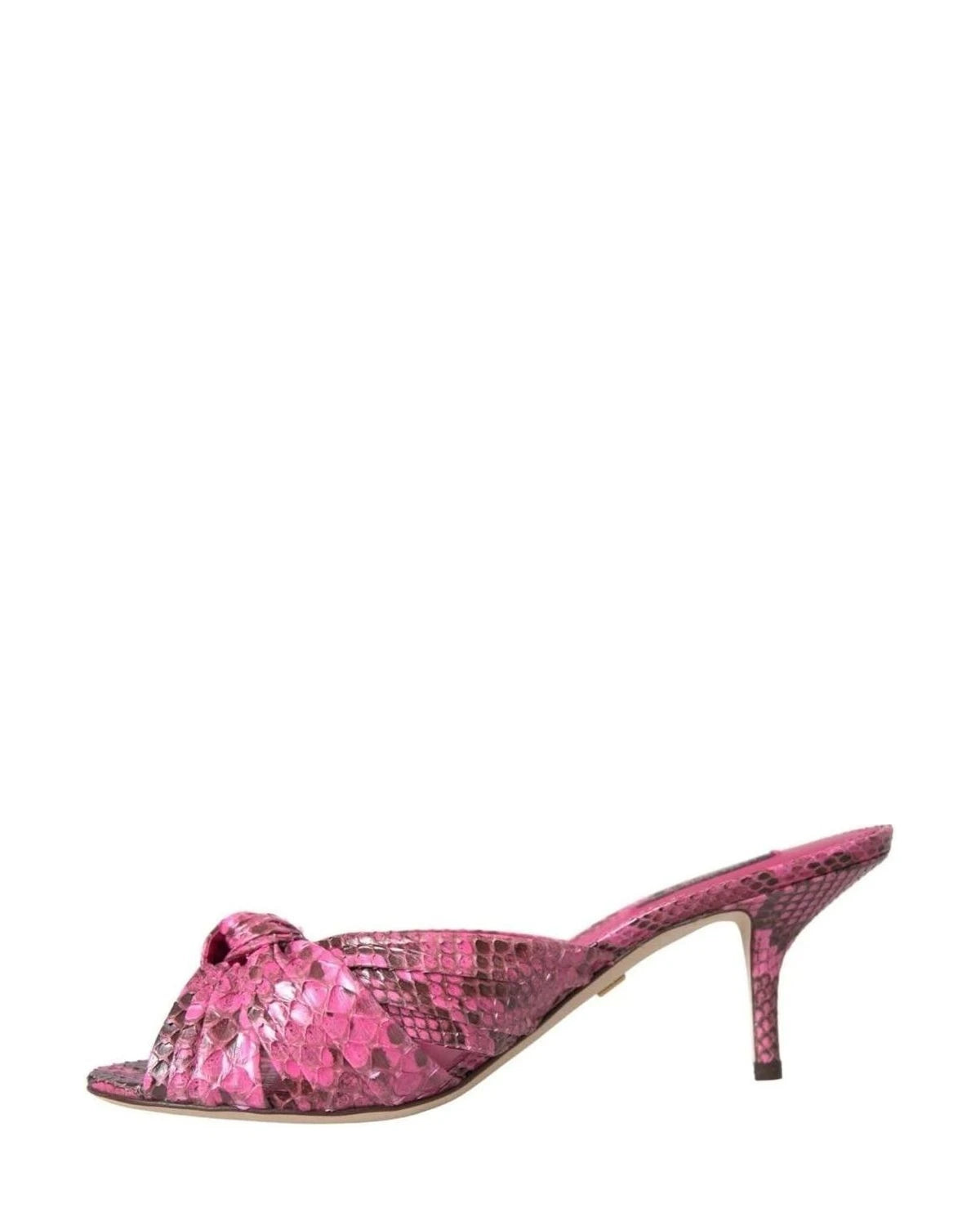 Dolce & Gabbana Pink Exotic Leather Kitten Heels Slides Shoes Heels