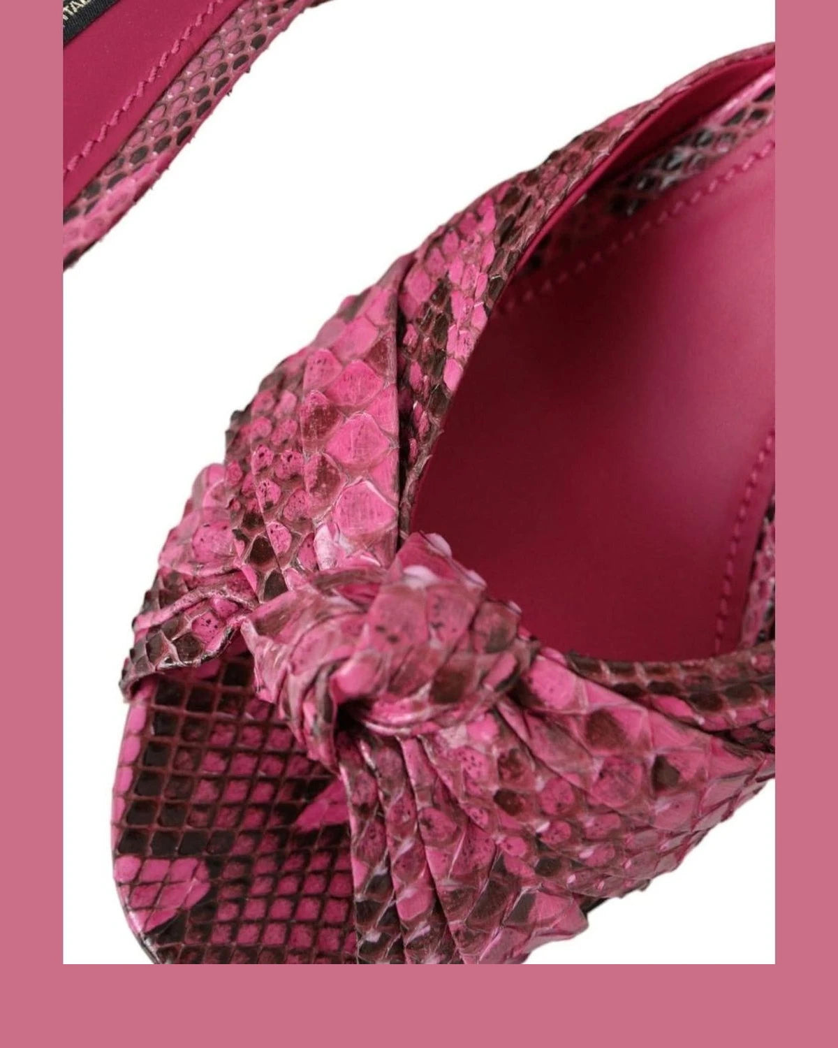 Dolce & Gabbana Pink Exotic Leather Kitten Heels Slides Shoes Heels