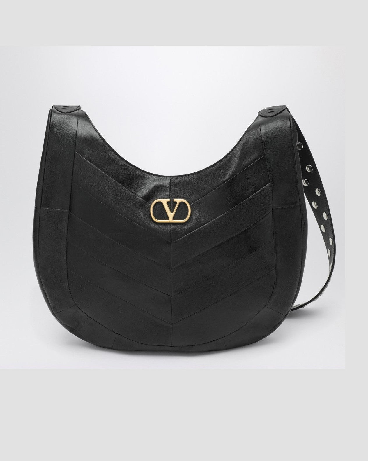 Valentino Black Garavani Small Hoboho Bag in Chevron Pattern Nappa Glam Steals