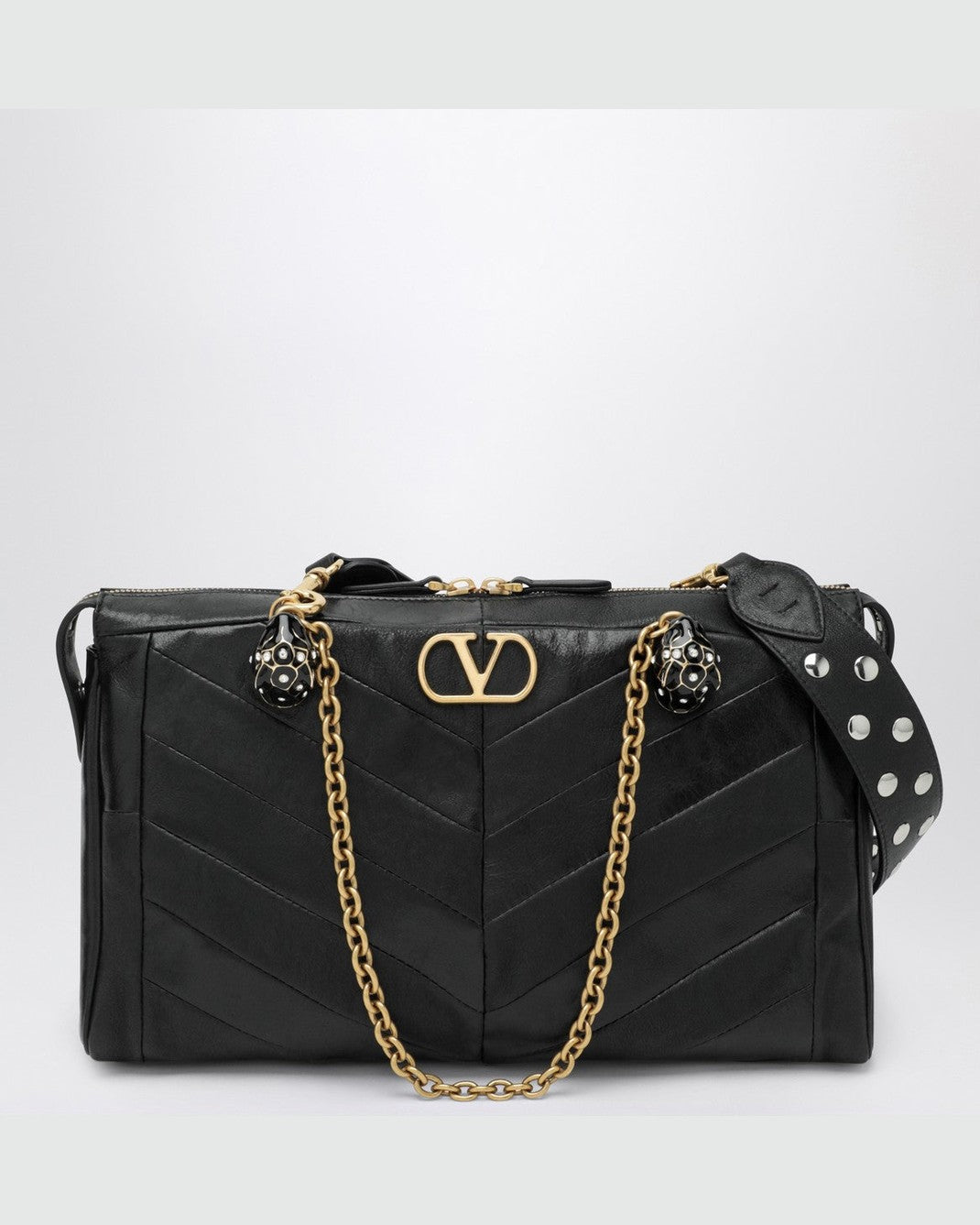 Valentino Black Garavani Panthea Bag in Chevron Pattern Nappa Glam Steals