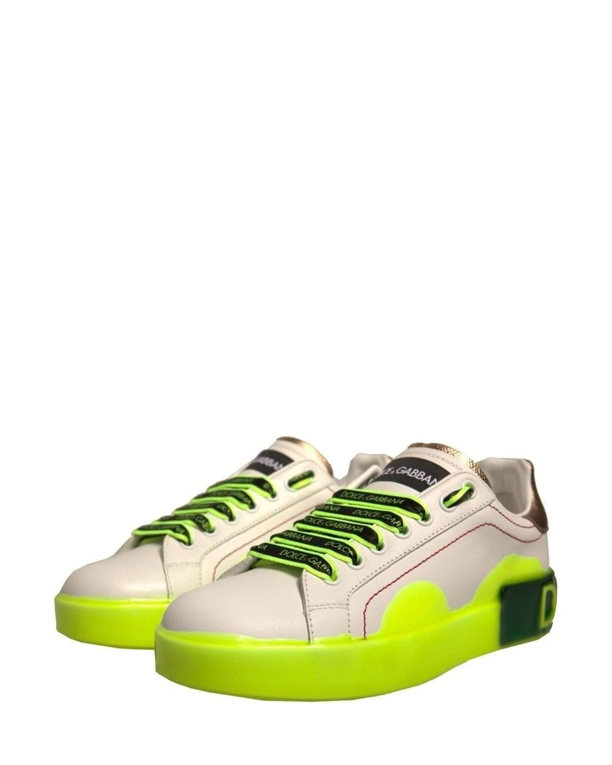 Dolce & Gabbana White Portofino Leather Sneakers Shoes Sneakers