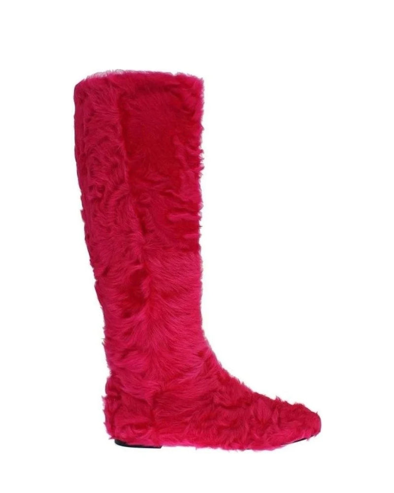 Dolce & Gabbana Pink Elegant Lambskin Fur Boots Boots