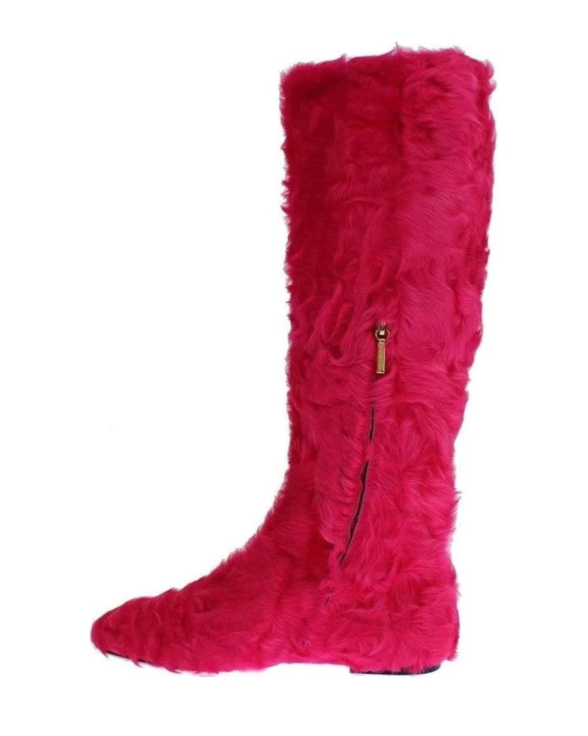 Dolce & Gabbana Pink Elegant Lambskin Fur Boots Boots