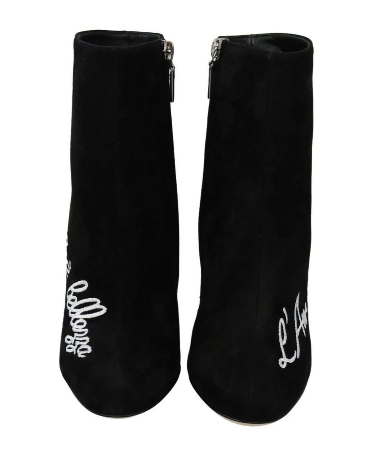Dolce & Gabbana Embroidered Ankle Boots In Lambskin Suede Boots