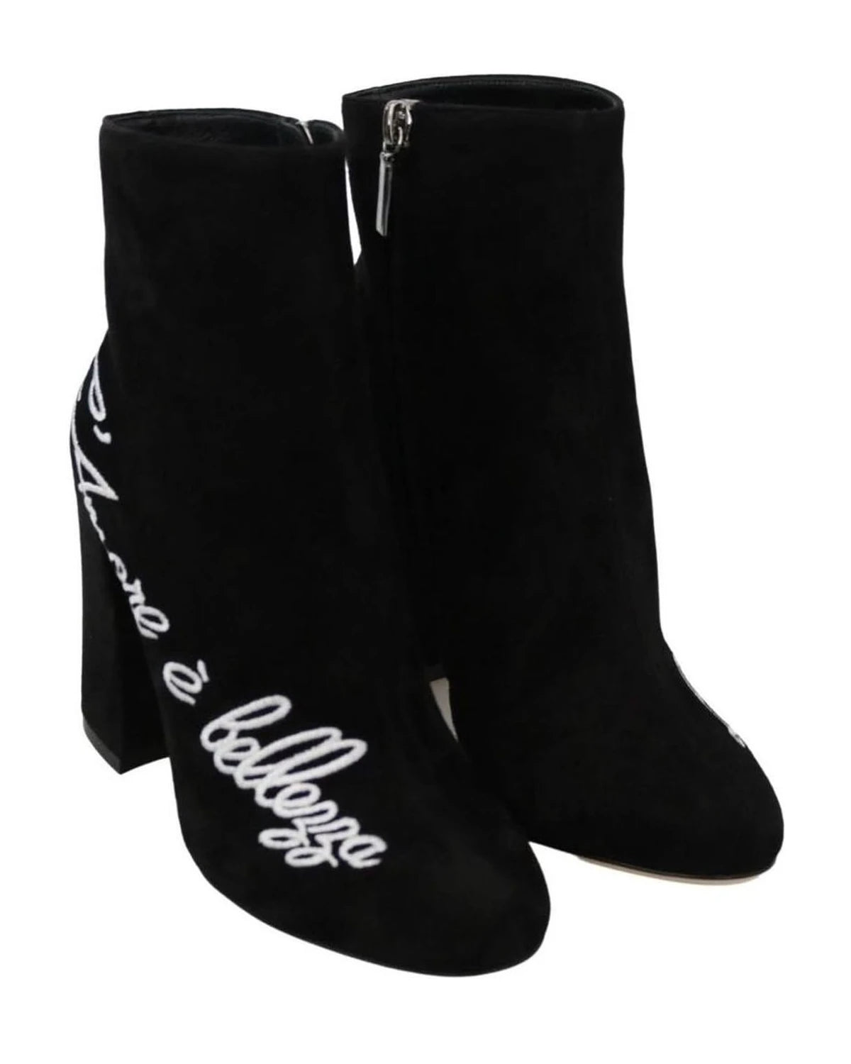 Dolce & Gabbana Embroidered Ankle Boots In Lambskin Suede Boots