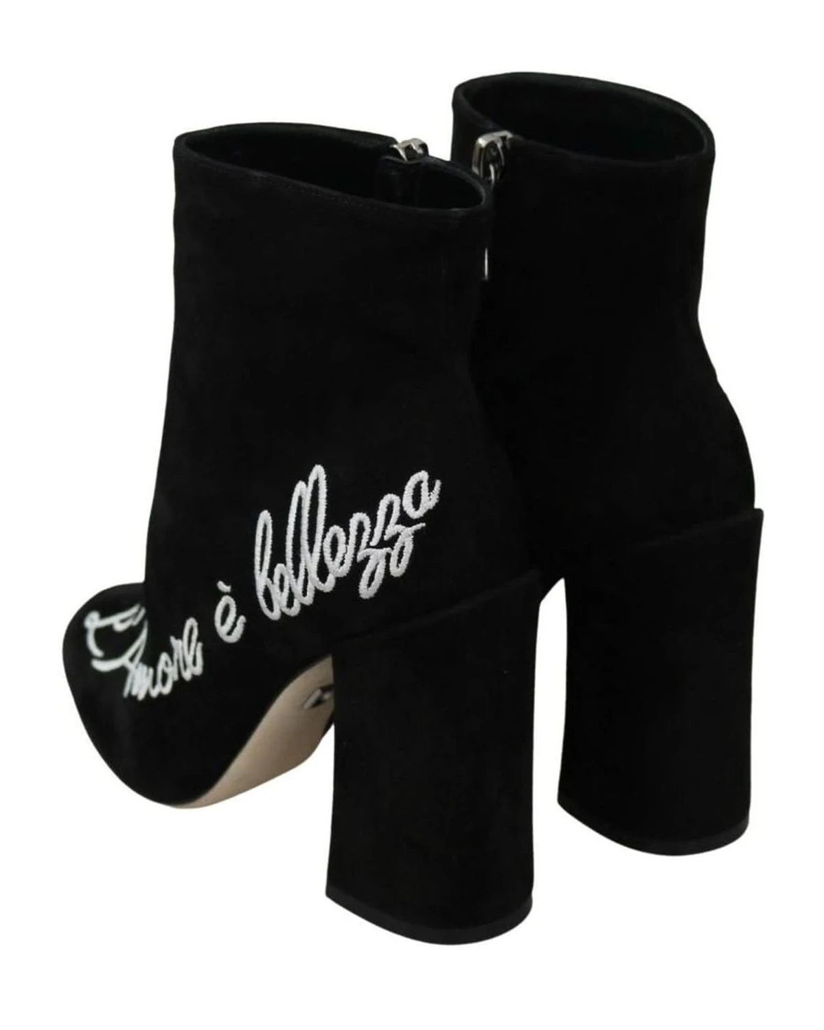 Dolce & Gabbana Embroidered Ankle Boots In Lambskin Suede Boots