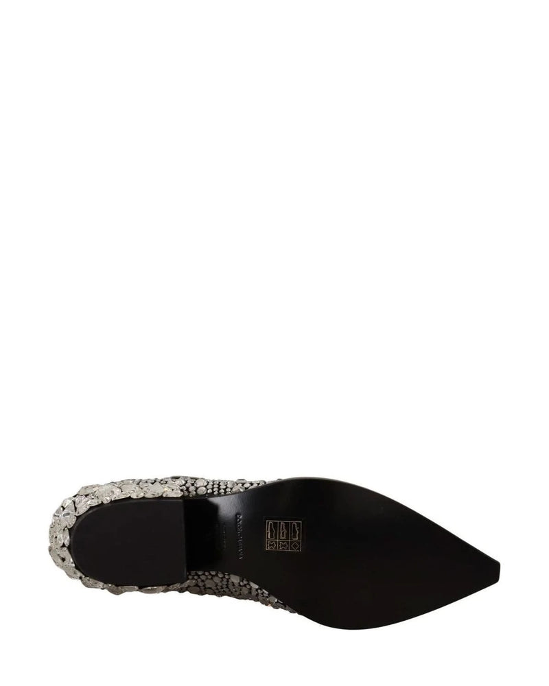 Dolce & Gabbana Black Crystal-Embellished Suede Boots Boots