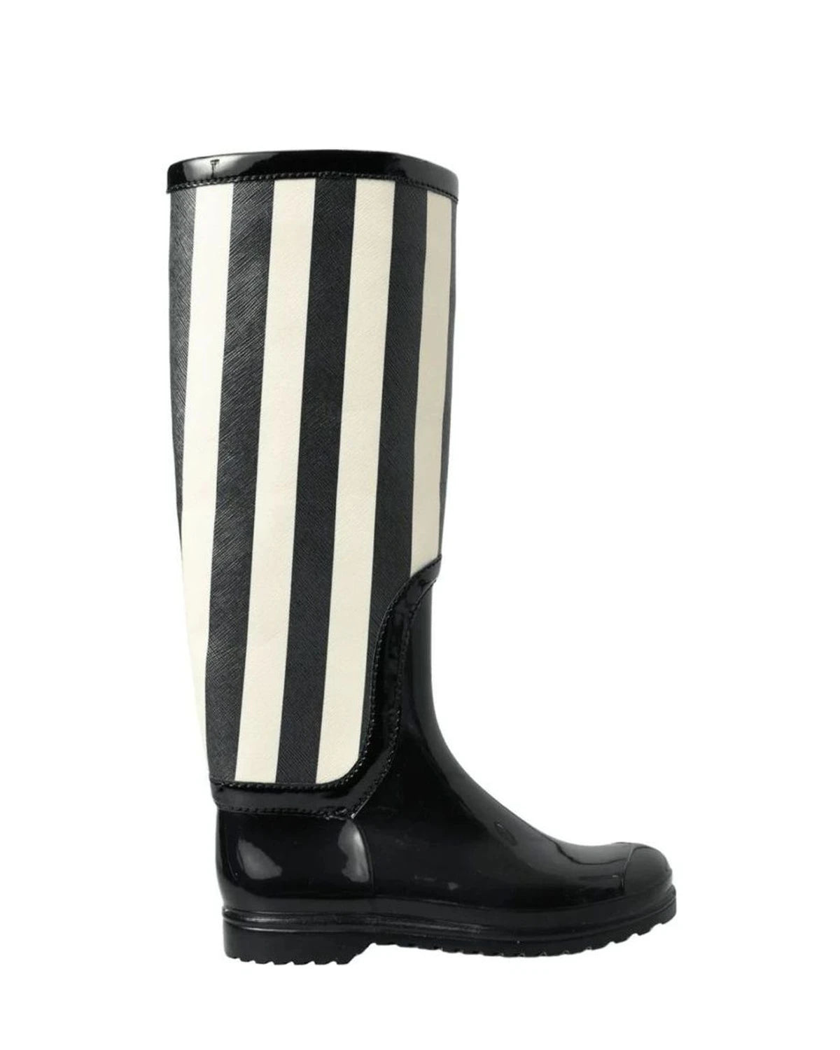 Dolce & Gabbana Black Striped Knee High Boots