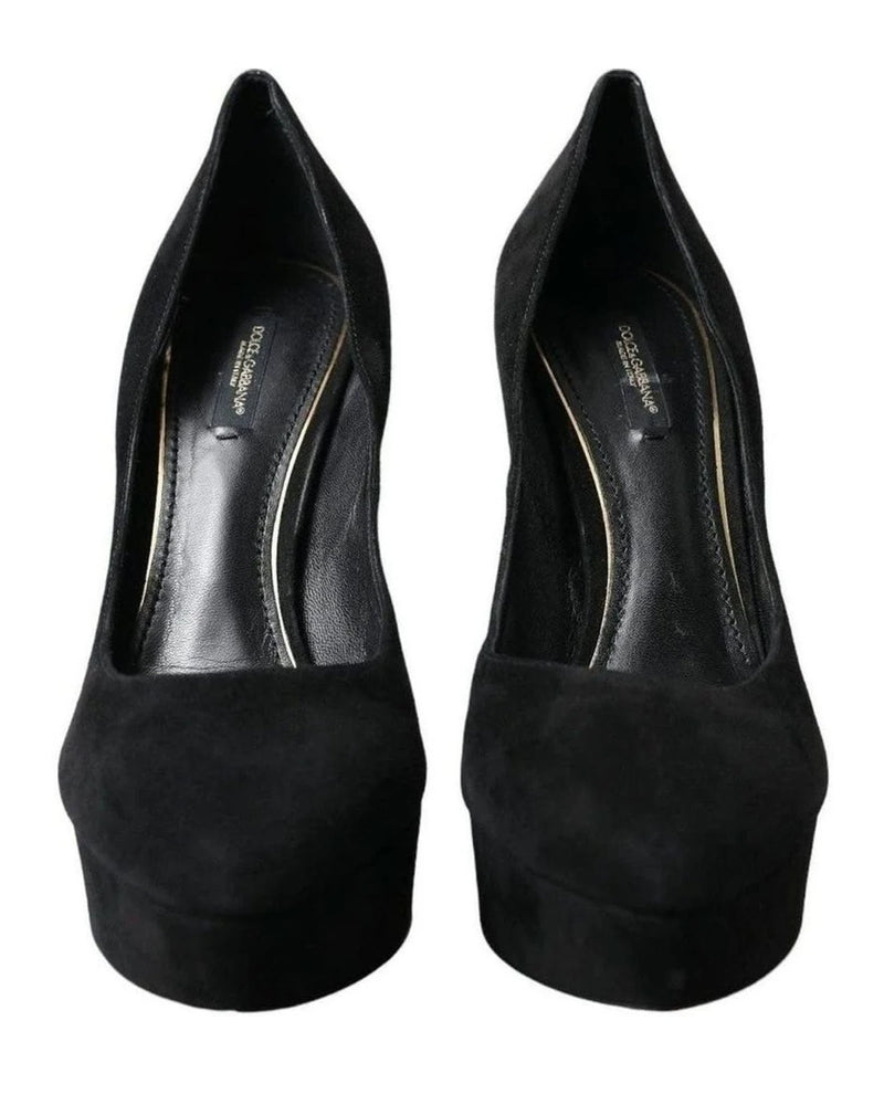 Dolce & Gabbana Black Suede Heeled Pumps Sophistication Heels
