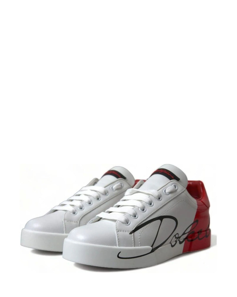 Dolce & Gabbana White Elegant Leather Portofino Sneakers Sneakers