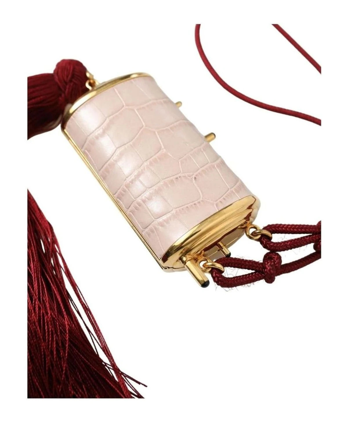 Dolce & Gabbana Pink Exotic Leather Mini Mirror Bag With Tassel Clutch Bags