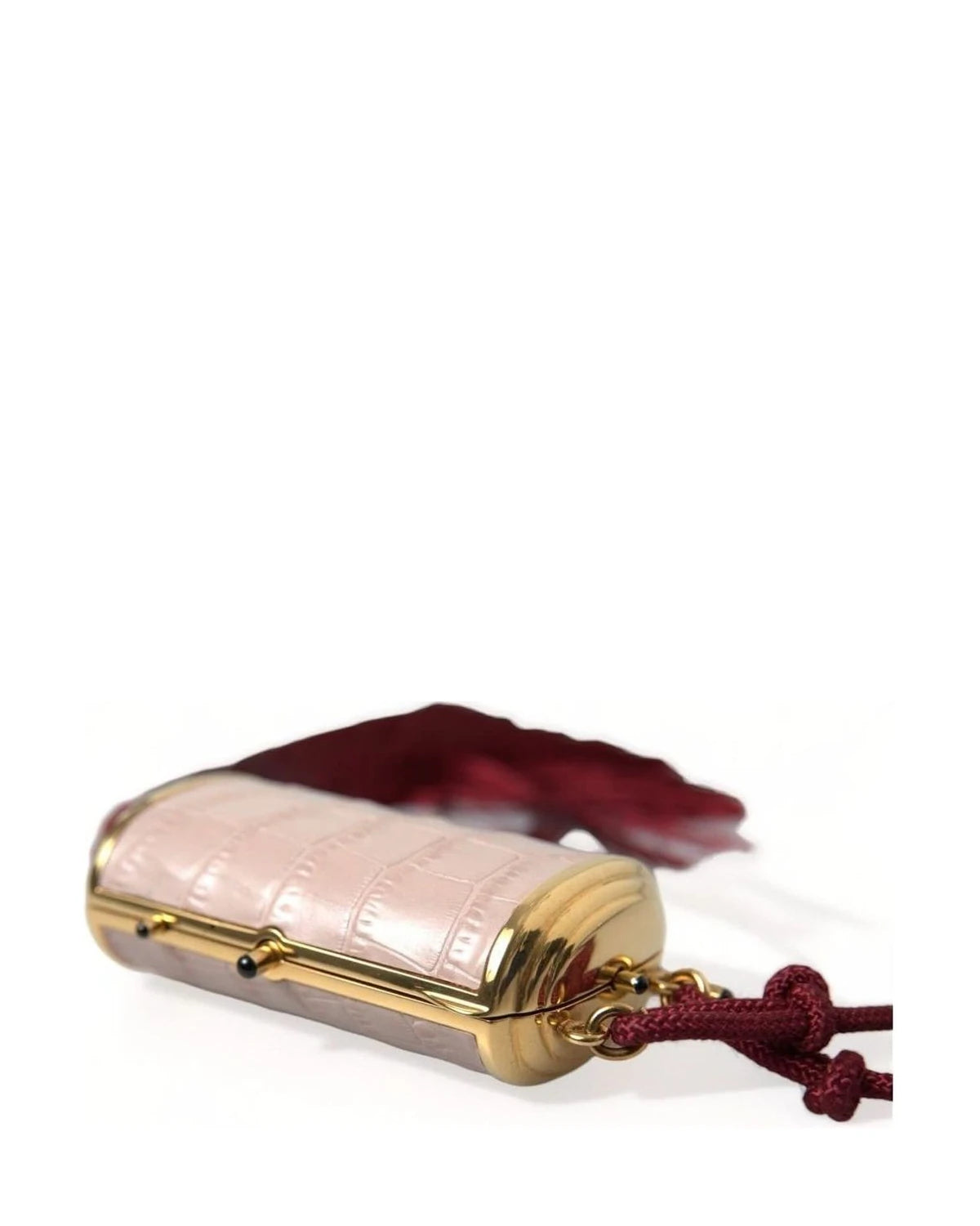 Dolce & Gabbana Pink Exotic Leather Mini Mirror Bag With Tassel Clutch Bags