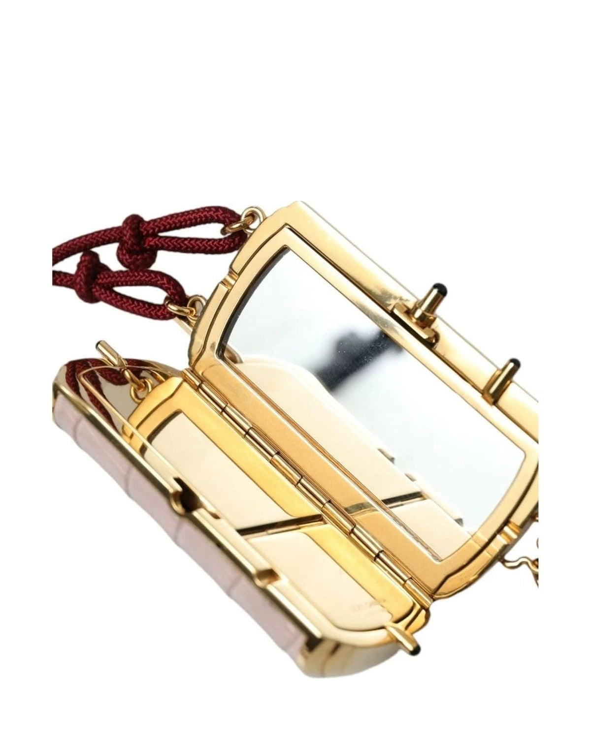 Dolce & Gabbana Pink Exotic Leather Mini Mirror Bag With Tassel Clutch Bags