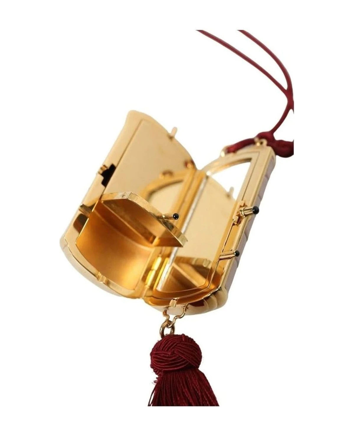 Dolce & Gabbana Pink Exotic Leather Mini Mirror Bag With Tassel Clutch Bags